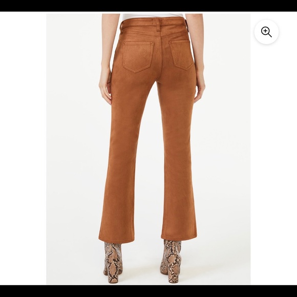 SCOOP CROP FLAIR FAUX SUEDE JEANS - Picture 2 of 3